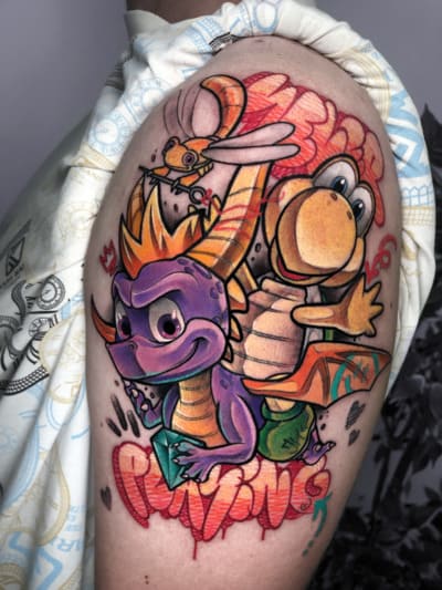 tattoo-anime-brazo-dinosaurios